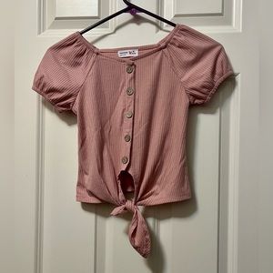 beautees Med 10-12 Girls pink front tie shirt